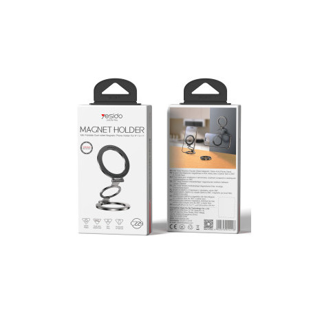 Support téléphone Yesido – C229 – anneau doigt pliable – double face – aimant puissant – bureau… — Accessoire · Smarty Paris 18e